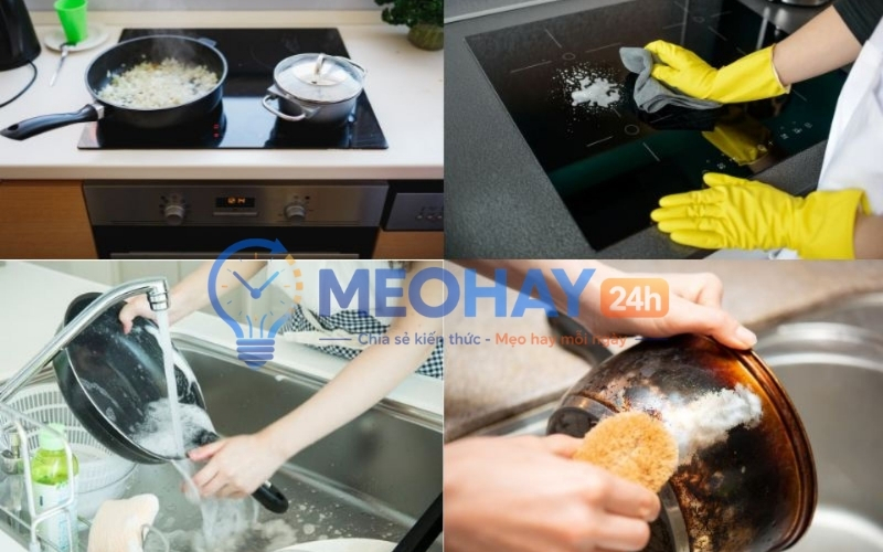 Dùng nước rửa chén để làm sạch lớp dầu mỡ đen